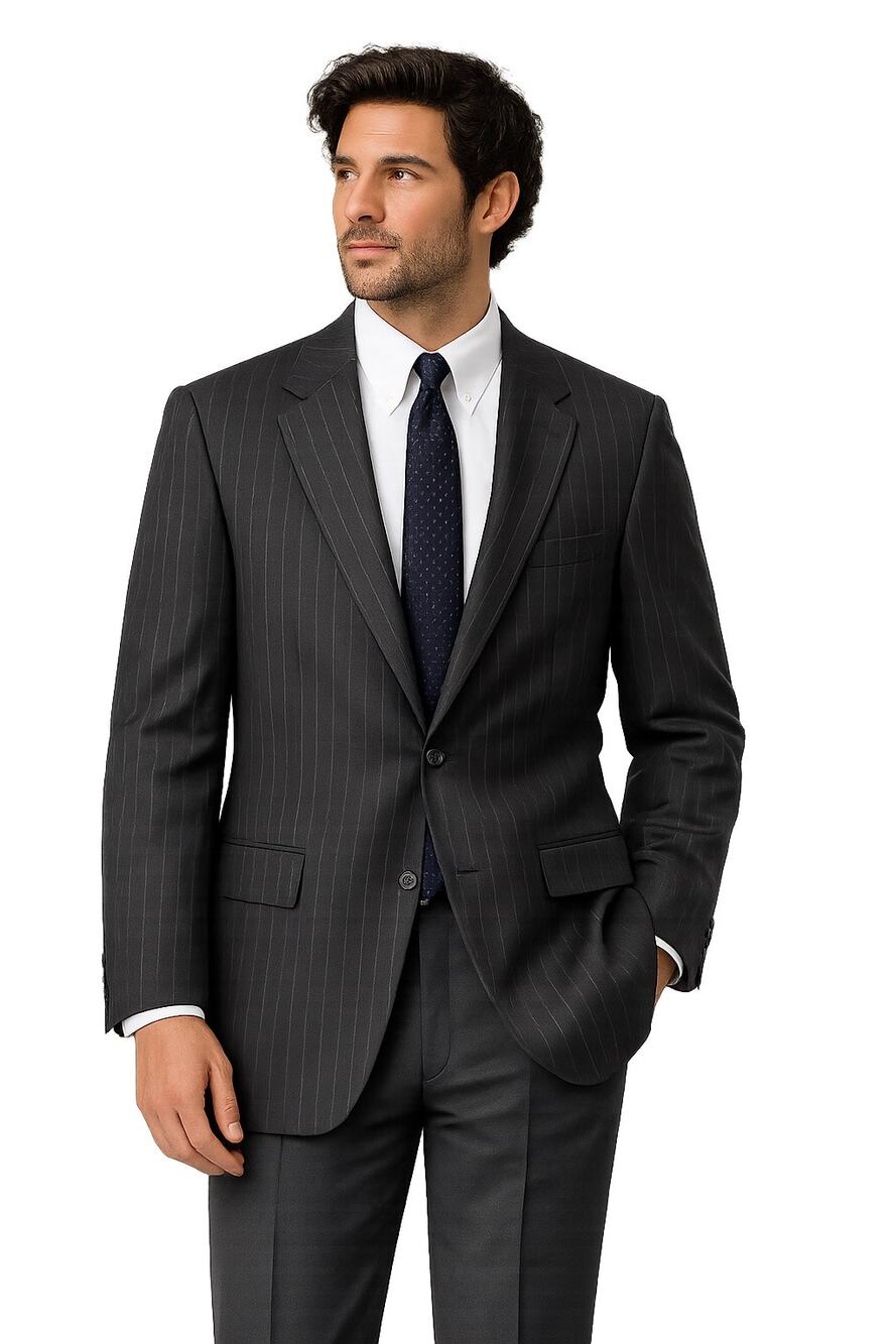 Brooks Brothers Makers 100% Wool Charcoal Pinstripe Blazer Sport Coat 44L USA